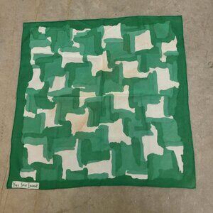 YSL square scarf with organic houndstooth pattern in green